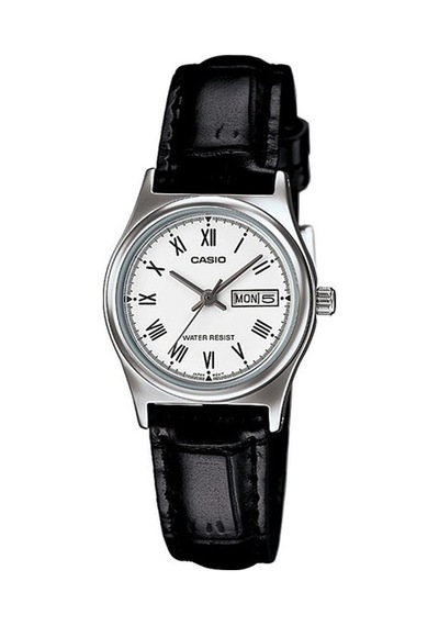 Casio Ltp-v006l-7budf Quartz Deri Siyah Beyaz Kadran 25 Mm Kadın Kol Saati Gri