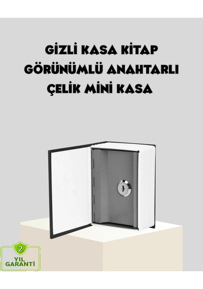 Sözlük Görünümlü Gizli Kitap Kasa - Anahtarlı Metal İç Kasa, Kompakt Boyut, Şık Ve Güvenli Tasarım