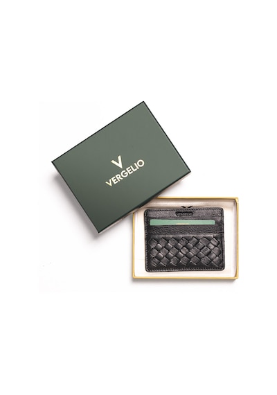 Black Cüzdan & Kartlık Erkek 845 Vergelio Knitting Wallet Card Holder Siyah