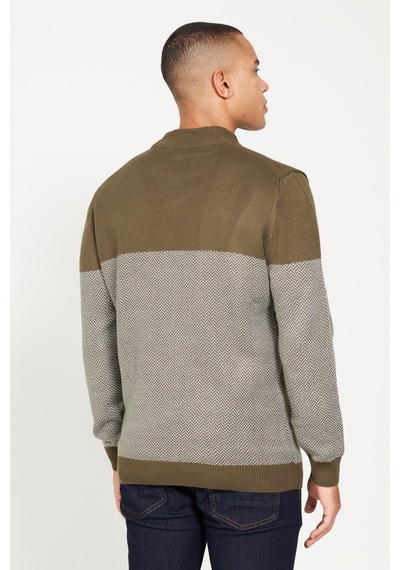 AC&Co / Altınyıldız Classics Erkek Hakı-grı Standart Fit Normal Kesim Yarım Balıkçı Yaka Desenli Triko Kazak Haki - Gri AC&Co / Altınyıldız Classics Erkek Hakı-grı Standart Fit Normal Kesim Yarım Balıkçı Yaka Desenli Triko Kazak Haki - Gri