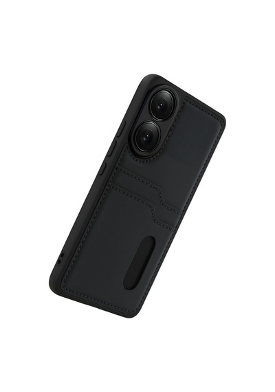 Oppo A38 Sara Kartvizitli Deri Kılıf - Siyah 0.2M-Çok Renkli