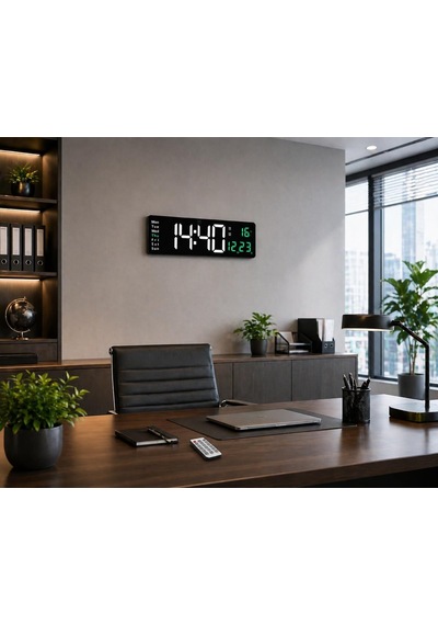 Kumandalı Led Dijital Duvar Saati Büyük Ekran 39 Cm / Geri Sayım Timer, Çift Alarm, Sıcaklık &amp Tarih Gösterg Diğer