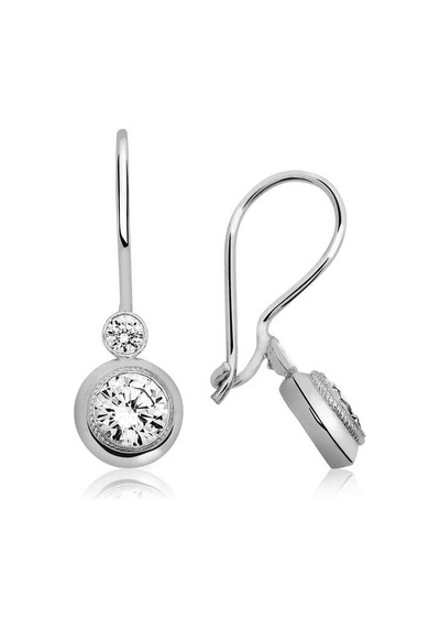 Gümüş Sallantılı Tek Taş Küpe 14 MM-Gümüş