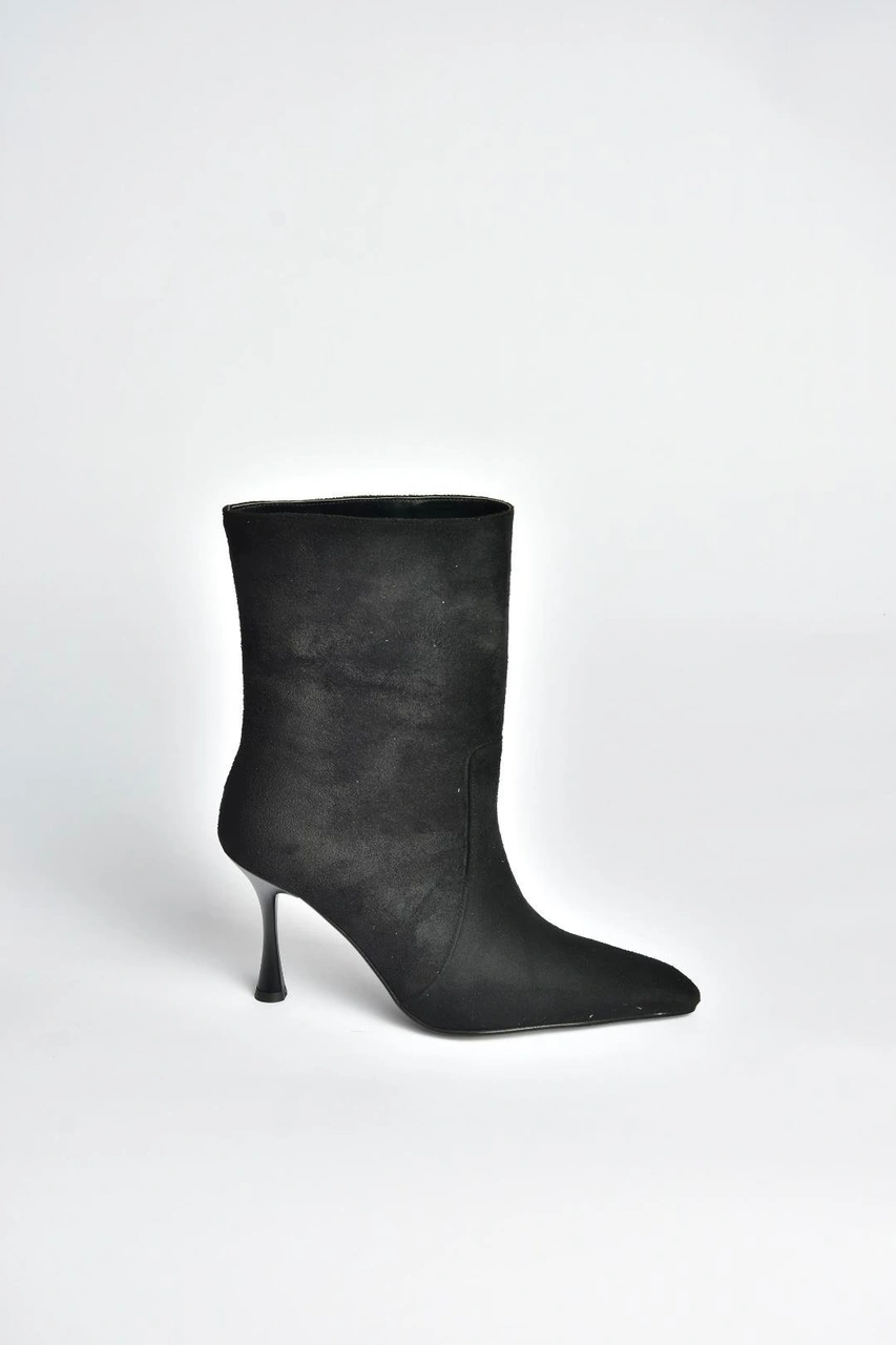Fox Shoes V752550202 Siyah Süet İnce Topuklu Kadın Bot Siyah-Süet