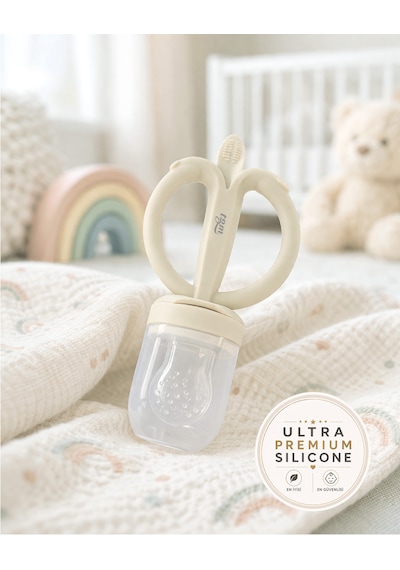 Tgm Baby Meyve Besleyici Ve Ultra Premium Silikon Diş Kaşıyıcı Muzzy Fildişi