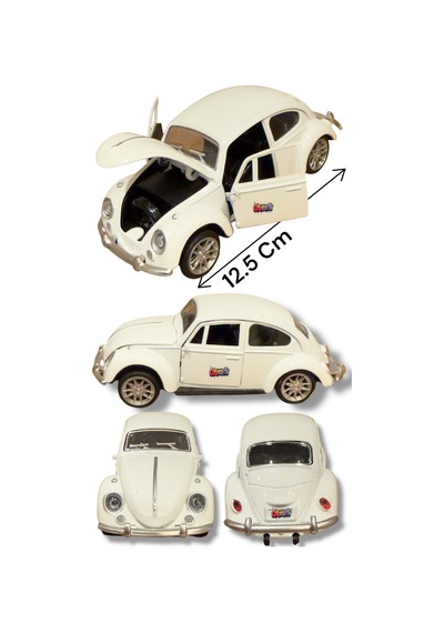 Vos Vos Metal Diecast Araba Kapı Kaput Açılan Nostalji Model Oyuncak Beyaz Renk Beyaz