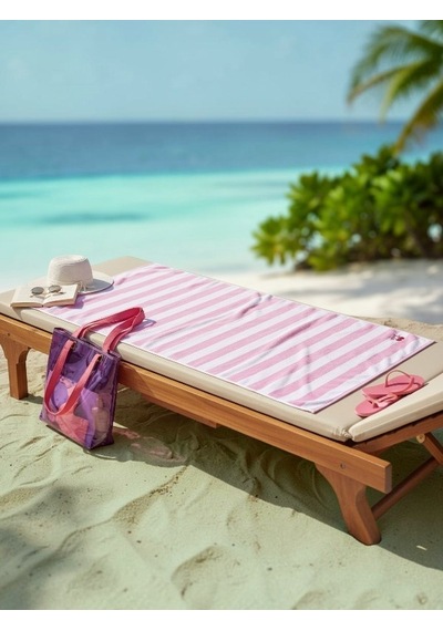 Özdilek Tarzy Line Sarı Nakışlı Plaj Havlusu 70x150 Cm Pembe
