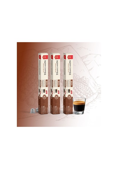 Nish Coffee Single Orijin Kapsül Kahve Kenya Nespresso Uyumlu 3lü Set 30 Kapsül Kapsül Kahve