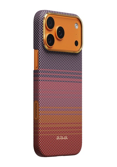 Apple iPhone Uyumlu 17 Pro Kılıf M-safeli Aramid Fiber Pitaka Sunset 2.0 California Dream Serisi Turuncu-kırmızı Turuncu - Kırmızı