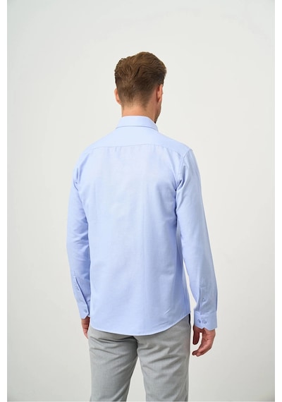 Morven Slim Fit Düğmeli Yaka Oxford Kolay Ütülenebilir Pamuklu Uzun Kollu Gömlek Kutulu