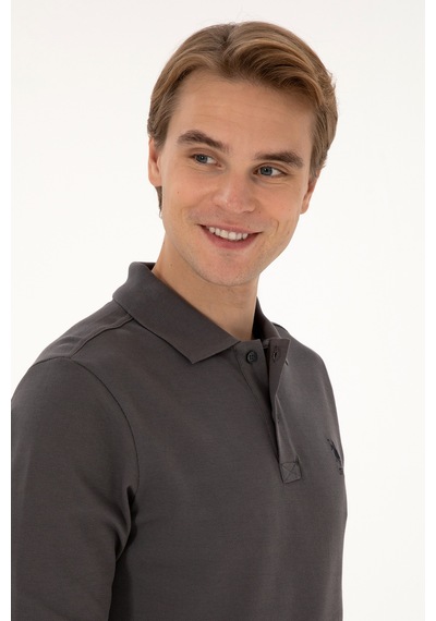 U.S. Polo Assn. Erkek Regular Fit Polo Yaka Gri Basic Sweatshirt 50307757-VR024