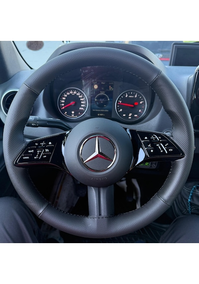 Dikişli Direksiyon Kılıfı Siyah / Nokta Deri Siyah Dikişli Mercedes Sprinter Yeniler Renkli