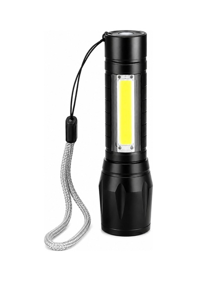 Şarjlı Led El Feneri 5w Cob Led Zoomlu 3 Modlu Usb Şarjlı Kamp Ve Acil Durum Feneri Siyah - 920253238 Siyah