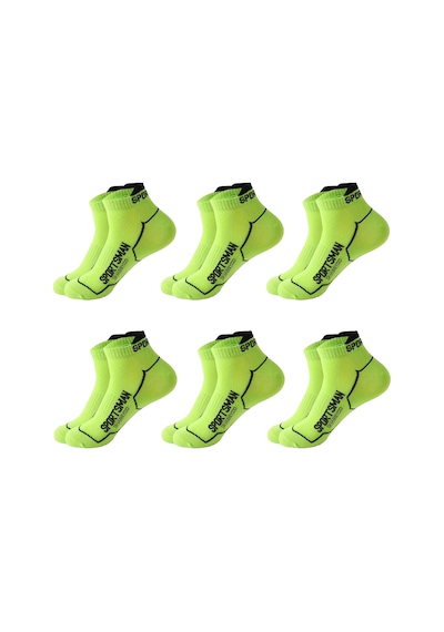 Ghassy Co. 6 Çift Nefes Alabilen Ter Emici Koşu Futbol Fitness Antrenman İçin Erkek Kısa Spor Çorap Neon Yeşil