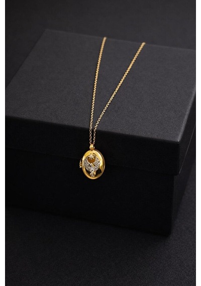 Çellik Kapaklı Alya Anka Gold Zirkon Kolye