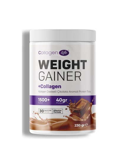 Collagen Life Weight Gainer Kolajen Destekli Çikolata Aromalı Protein Tozu 230 Gr.