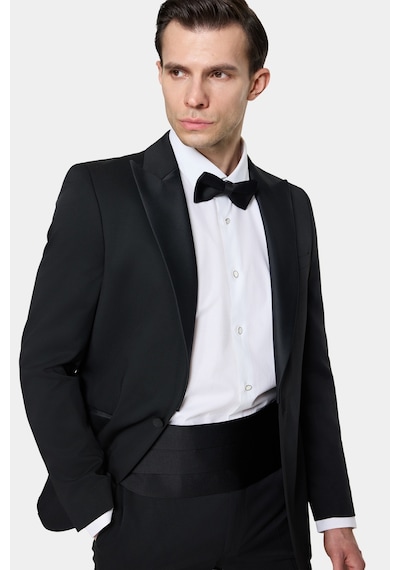 Twn Slim Fit Siyah Krep Desen Smokin Takim Elbise 7ess5e306509m 001