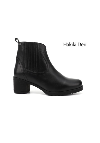 Gönderi(R) Gönderi R Kadın Siyah Fermuarlı Kalın Topuklu Hakiki Deri Bot Dkzb61310404 Siyah