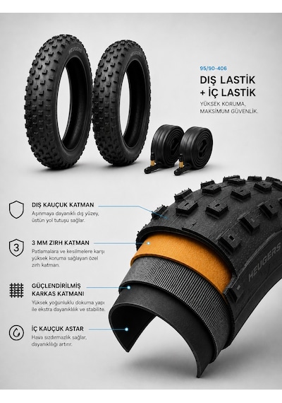 Heugers Chaoyang 20x4.0 3mm Zırhlı Dış Ve İç Lastik Ön - Arka Seti 4 Parça
