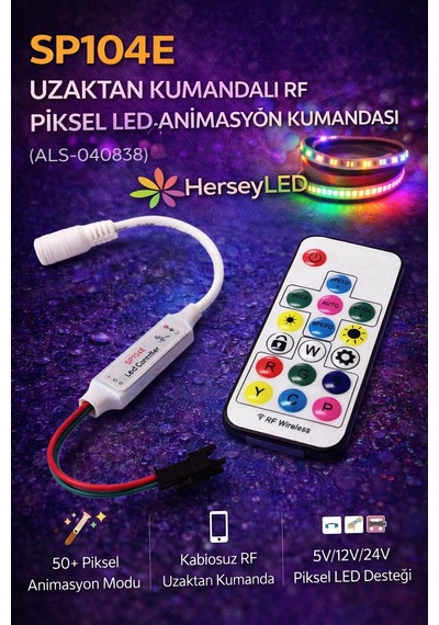 Sp104e Uzaktan Kumandalı 5-12-24 Volt Rf Piksel Led Animasyon Kumandası Als-040838