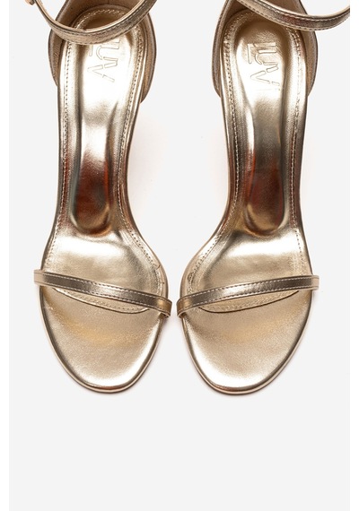 Luvishoes Yelena Altın Cilt İnce Bantlı Kadın Topuklu Ayakkabı