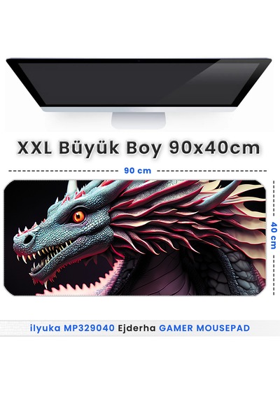 90x40cm Ejderha Xxl Büyük Boy İlyuka Gaming Oyuncu Mousepad