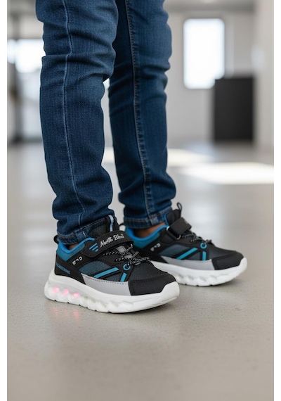 134 Çocuk Okul Öncesi Işıklı Rahat Sneaker Siyah/mavi