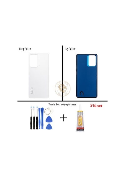 Xiaomi Redmi Note 12 Pro 5g Beyaz Arka Pil Kapağı Batarya Kapağı + Yapıştırıcı Ve Vida Seti Çok Renkli