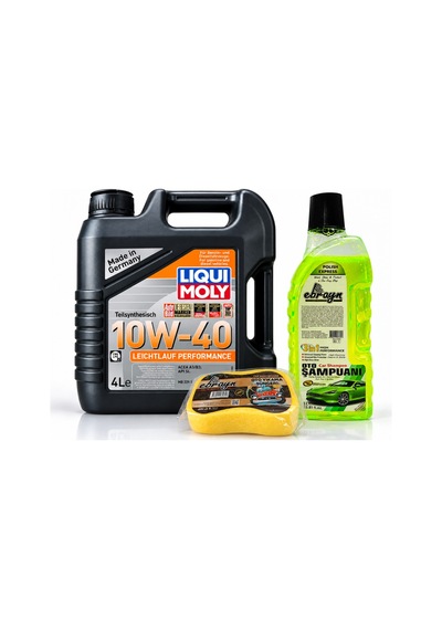 Liqui Moly Leichtlauf Performance 10w-40 Motor Yağı 4 Litre + Oto Şampuan 1000 Ml + Yıkama Süngeri
