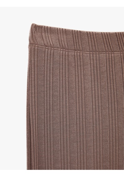 Koton Modal Kumaş Dokulu Bol Paça Pijama Altı Kahverengi 7wlk40062mk Kahve