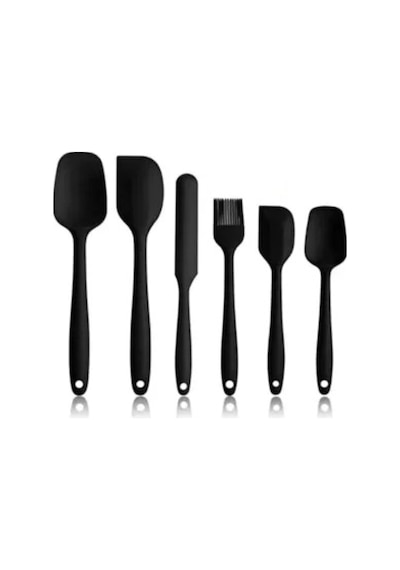 Silikon Spatula Seti 6 Parça Siyah Isıya Dayanıklı Yanmaz Yapışmaz