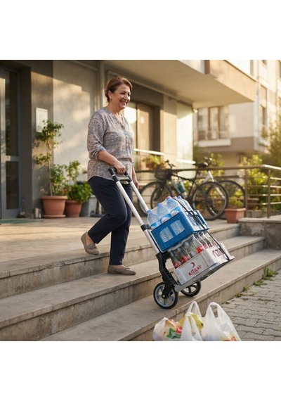 Buffer Katlanabilir Yük Taşıma Arabası, 2 Tekerlekli 75 Kg Kapasiteli Portatif Eşya Ve Koli Taşıma Arabası