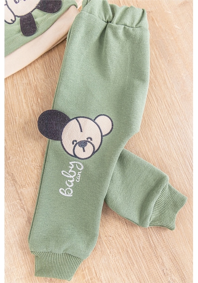 Babymod Ayıcık Figürlü 2'li Erkek Bebek Takım Yeşil