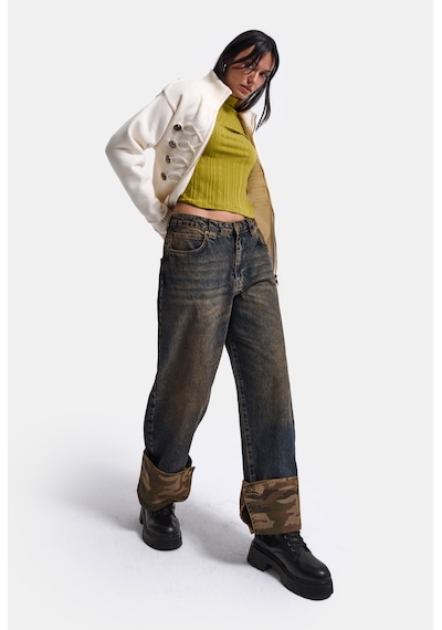 Kadın T.kot Rengi 2w6-64 Crop Barrel Fit Özel Tasarım Denim Jean