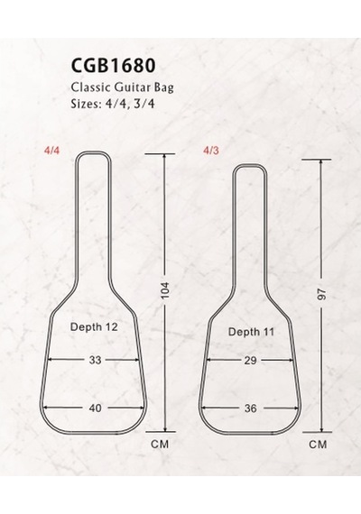 Valencıa Cgb1680 Klasik Gitar Kılıfı. Scale 4/4. Siyah+ Renk. 60