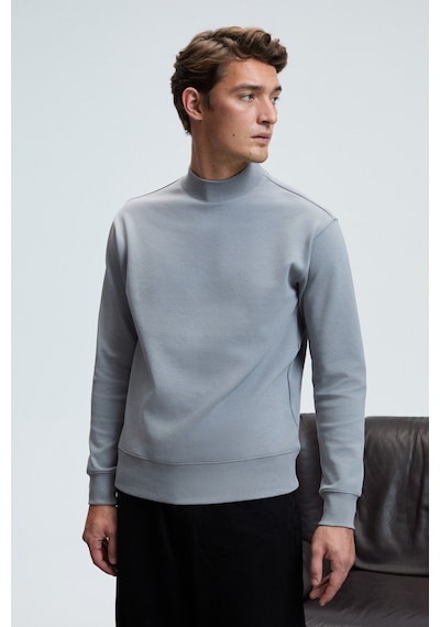 Grımelange QUILLA Erkek Yarım Balıkçı Basic Gri Sweatshirt
