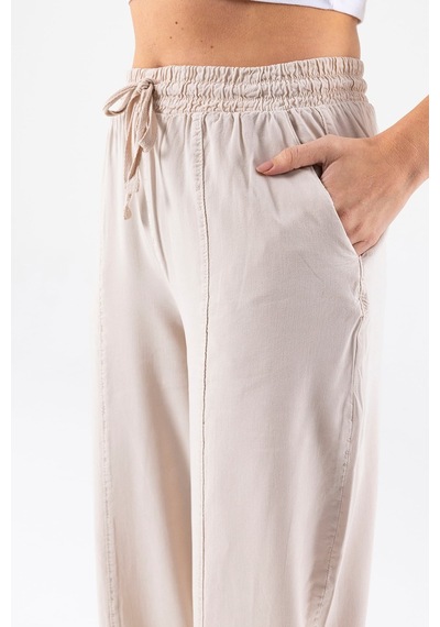 Giysa Kadın Beli Lastikli Çift Cepli Balon Pantolon Taş - 25y Yp5456 Taş