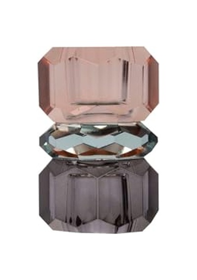 Kristal Mum Tutucu, Şeftali/yeşil/duman, 4,5x4,5x7,5 Cm Çok Renkli