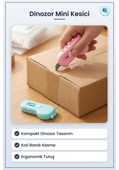 Dinozor Tasarımlı Mini Makas Ve Falçata Seti Pratik Kargo Paket A