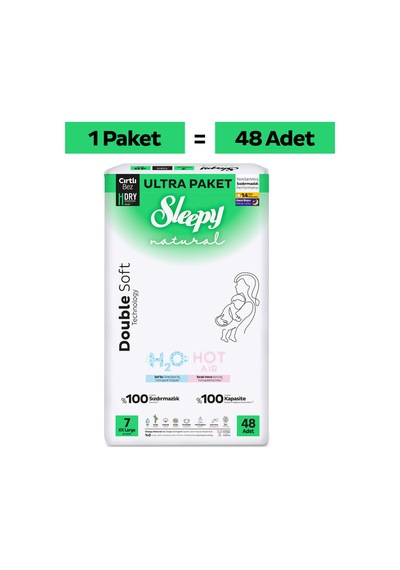 Natural Double Soft Ultra Paket Bebek Bezi 7 Numara Xxlarge 48 Adet