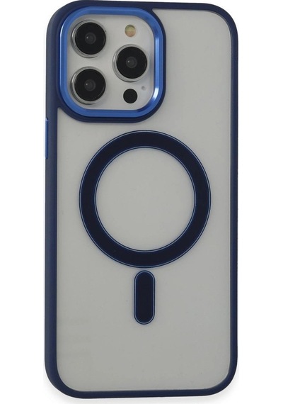 Apple İphone 15 Pro Max Kılıf Room Magneticsafe Silikon - Lacivert Çok Renkli