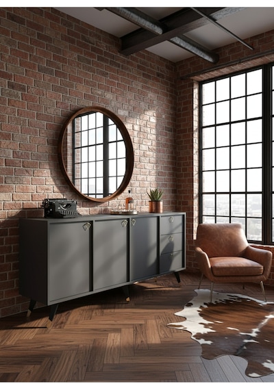 Resital Konsol - Gk2001-4 - Gold Modern 180 Cm Çekmeceli Ve Kapaklı Salon Konsolu - Çok Amaçlı Büfe Antrasit Resital Konsol - Gk2001-4 - Gold Modern 180 Cm Çekmeceli Ve Kapaklı Salon Konsolu - Çok Amaçlı Büfe Antrasit