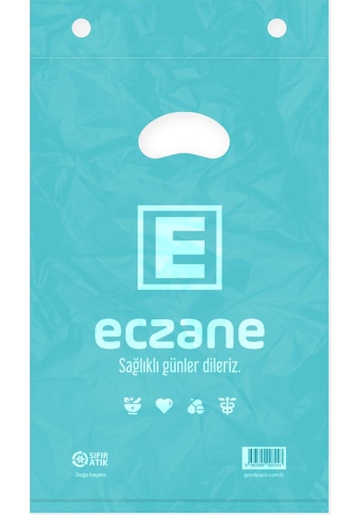 Bloklu Elgeçme Turkuaz Eczane Poşeti 17 x 26 CM - 800 Adet