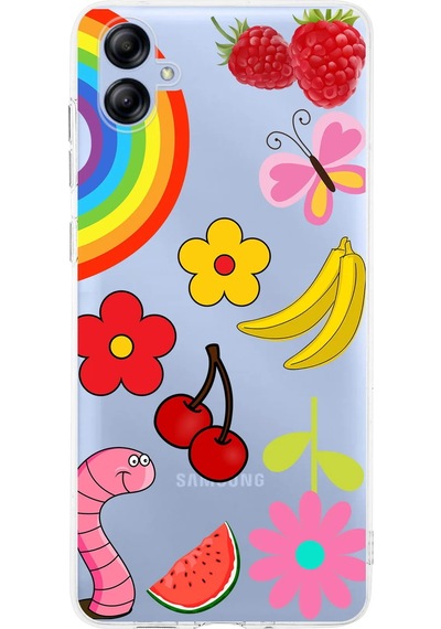 Samsung Galaxy A04e İle Uyumlu 1mm Slim Fit Water Color 5 Baskılı Şeffaf Kılıf Şeffaf