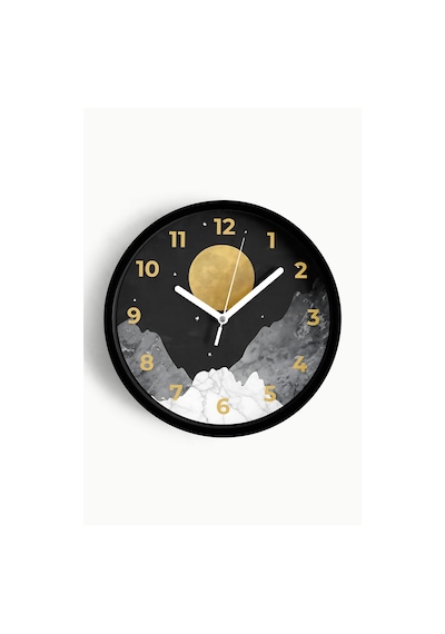 Soyut Gece Görüşü Modern Duvar Saati - 30cm - Önü Camlı Siyah Kasa - Sessiz Mekanizma-jh0828 Siyah
