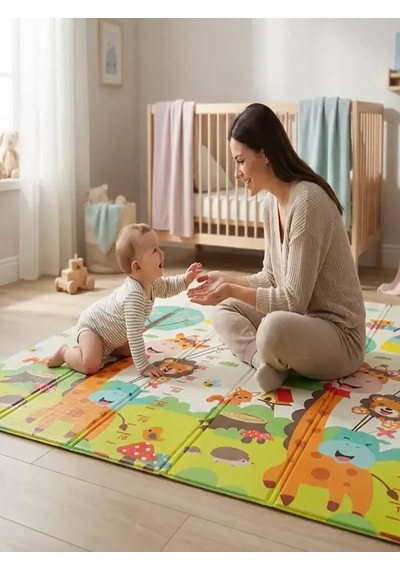 Holmen Katlanabilir Çift Taraflı Oyun Matı Arabalar ve Hayvanlar 150x200 CM