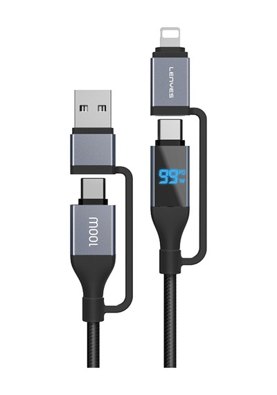 Lenyes Lc542 Dijital Göstergeli 4in1 Usb-a - Type-c + Type-c To Lightning 100w 1m Siyah