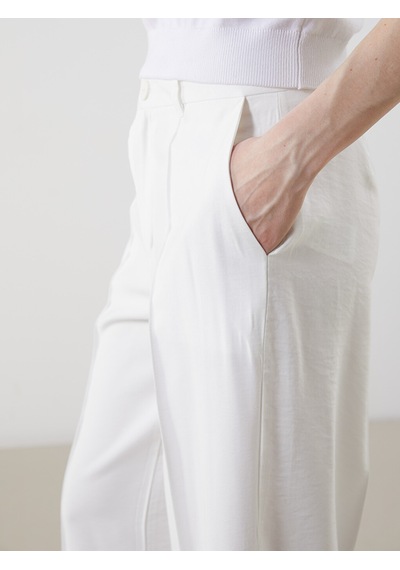 Lcw Modest Ekru Loose Fit Geniş Paça Kadın Pantolon