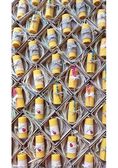 Petekoğlu 6 Adet Özel Günler İçin Doğal Petek Balmumu Mum 7cm X3cm Kutulu Mum Beeswax Candle Çok Renkli