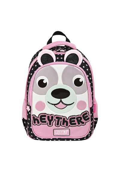 Muggle 2 Bölmeli Hey There Okul Sırt Çantası Siyah Mu-9091 Pembe